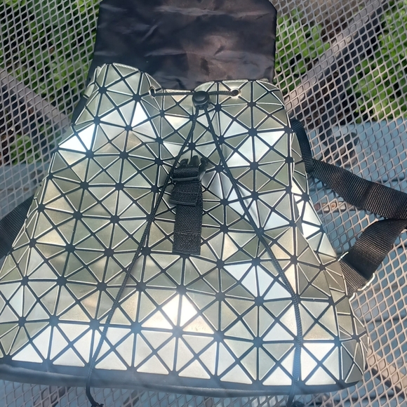 Geometric Black and Silver Backpack